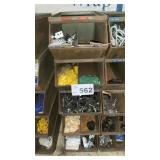 5 METAL BINS W CONTENTS -BIN SZ 9w x 16 d