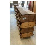 WOOD BIN RACK, 78 INCHES LONG, CONTENTS NOT