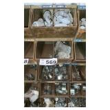 5 METAL BINS W CONTENTS -BIN SZ 9w x 16 d