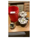 PLASTIC BUCKET WITH CONTENTS, PVC FITTINGS