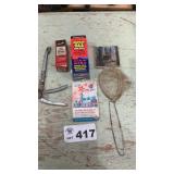 GUN SOLVENT, MINNOW NET, FISH HOOK REMOVER,