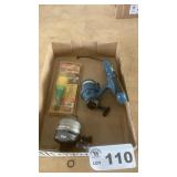 FISHING GAME, DUCK CALL, 404 ZEBCO REEL