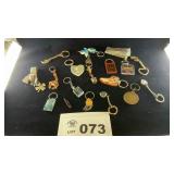ASSORTMENT OF KEYCHAINS, POCKET KNIFE