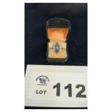 STERLING SILVER, HEMATITE STONE RING