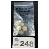 5 WASHINGTON QUARTERS, SILVER