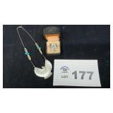 STERLING SILVER TURQUOISE, CORAL RING, SZ 5,