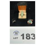 3 STERLING SILVER TURQUOISE AND CORAL RINGS SZ 5