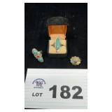 3 STERLING SILVER TURQUOISE AND CORAL RINGS SZ 5