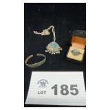 3 PCs STERLING SILVER TURQUOISE JEWELRY