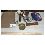 FOOTBALLS, RACK, SHARPENER, MISC