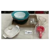 MIXING BOWLS, MEASURING CUPS, BAKING DISH