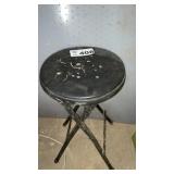 SMALL STOOL AND PLASTIC FLOOR PAD