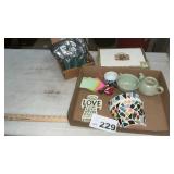 COMPUTER BOARD, CIGAR BOX, POST ITS, DECOR