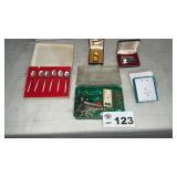 BABY SPOON SET, LIGHTERS, JEWELRY, SAFETY PINS