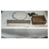 WOOD BOX, CHICKEN FEEDER, BARB WIRE, HOME DECOR