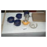 GLASS BOWLS, TEAPOT, JUICER, JAR