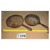 2 CAST IRON SKILLETS, ONE WAGNER