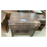 WOOD DROP LEAF TABLE ON N WHEELS, 28 x 36, 29 TALL