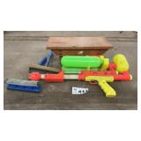 STOOL, SQUIRT GUN, WINDSHIELD CLEANERS