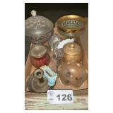 CANDY DISHES, CANDLE STICKS,