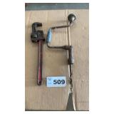 SEARS PIPEWRENCH, BRACE AND BIT