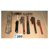 PIPE WRENCHES, HAMMERS