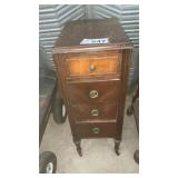 WOOD 4 DRAWER CABINET ON WHEELS, 14 x 16, 36 TALL