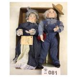 GRANDMA AND GRANDPA FARMER PORCELAIN DOLLS