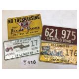 OLD LICENSE PLATES / PRAIRIE FARMS SIGN