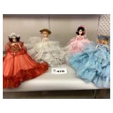 4 COLLECTABLE DOLLS IN VINTAGE STYLED EVENING