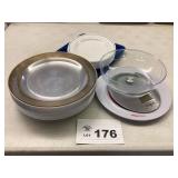 PLASTIC PLATES AND FOOD SCALE