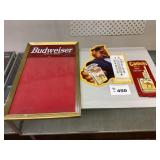 TIN CAMEL THERMOMETERS, BUDWEISER SIGN