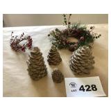 CONCRETE PINECONES, CHRISTMAS WREATHS
