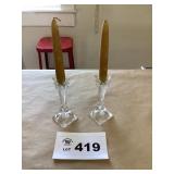 1 PR VINTAGE MIKASA CRYSTAL CANDLE STICKS