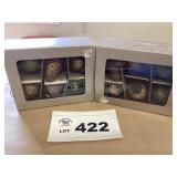 ANTIQUED GLASS ORNAMENTS 2 sets