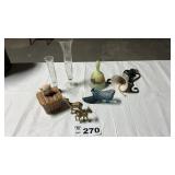 FENTON BELL, SHOE, VASES, HANGING BELL, BRASS