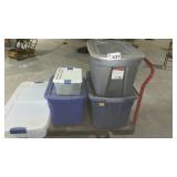 ASSORTED TOTES WITH LIDS, cart not included