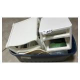 TOTE WITH PLASTIC MISMATCHED DRAWER PIECES