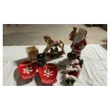 CHRISTMAS. USICAL HORSE, SANTA FIGURINES, CANDY