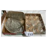 CLEAR GLASS CUPS, SERVING TRAYS