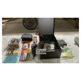 METAL BOX, CDs, DOG LEASH