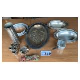 SILVER PLATED TRAYS, CAN OPENER, LIQUOR SET