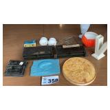 CHALK PLAQUES, STRINGS, S & P, VASES, MISC