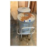 RETRO METAL TRASH CAN CART, 2 METALCANS