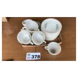 FIRE KING ' BONNIE BLUE' CUPS SAUCERS