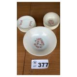 FIRE KING 'FLEURETTE' BOWLS, SAUCER