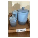 3 pc BLUE CANISTER SET