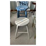 2 WOOD STOOLS, 17 TALL AND 24 TALL