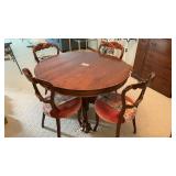 DINING TABLE, 45 INCHES DIAMETER, CLAW FEET, 4