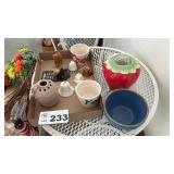 SAWTOOTH CROCK BOWL, STRAWBERRY JAR, no lid, MISC